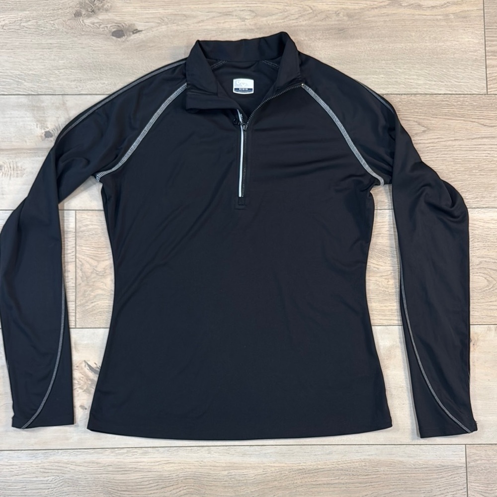 Callaway Women’s Pullover 1/4 zip Black Long Sleeve with Gray Stitching